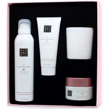 Rituals The Ritual of Sakura sprchová pěna 200 ml + tělový peeling 125 g + tělový krém 100 ml + svíčka 140 g dárková sada