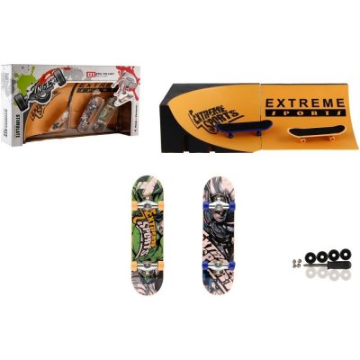 Skateboard prstový šroubovací 2ks plast 10cm s rampou s doplňky 2 barvy v krabičce 35x9x18cm – Zboží Dáma