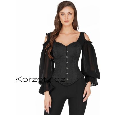 Korzety.cz Společenský stahovací brokátový korzet s rukávy pro pas – Zboží Dáma