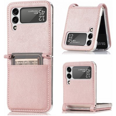 Pouzdro Forcell Litchi Pattern Folding Leather Samsung Galaxy Z Flip 3 růžové