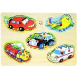 Woody puzzle muzikální dopravní prostředky zvukové set 5 dílků – Zbozi.Blesk.cz