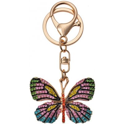 Přívěsek na klíče/ kabelku zlato barevný motýl s kamínky – Zboží Mobilmania