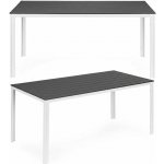 MultiGarden SAK-156-4-5 Zahradní stůl pro 6 osob 156x78 cm, polywood, nábytek na terasu, šedobílý, – Hledejceny.cz