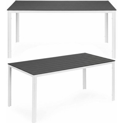 MultiGarden SAK-156-4-5 Zahradní stůl pro 6 osob 156x78 cm, polywood, nábytek na terasu, šedobílý, – Hledejceny.cz