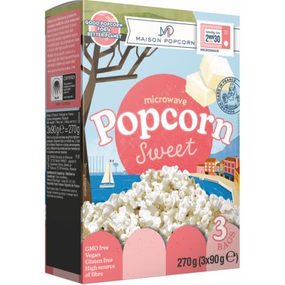 Maison Popcorn Sladký popcorn do mikrovlnky 3 x 80 g – Sleviste.cz