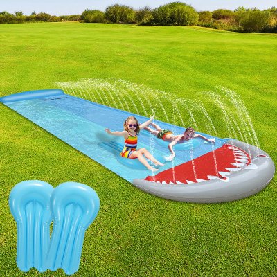 Yakimz Vodní skluzavka s 2 bodyboardy Sprinkler Lawn Water Slide PVC Water Backyard – Zboží Mobilmania