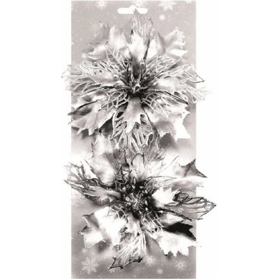 Anděl Přerov Poinsettie stříbrná na klipu 2 ks 14 cm – Hledejceny.cz
