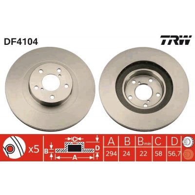 Brzdový kotouč TRW DF4104 | Zboží Auto