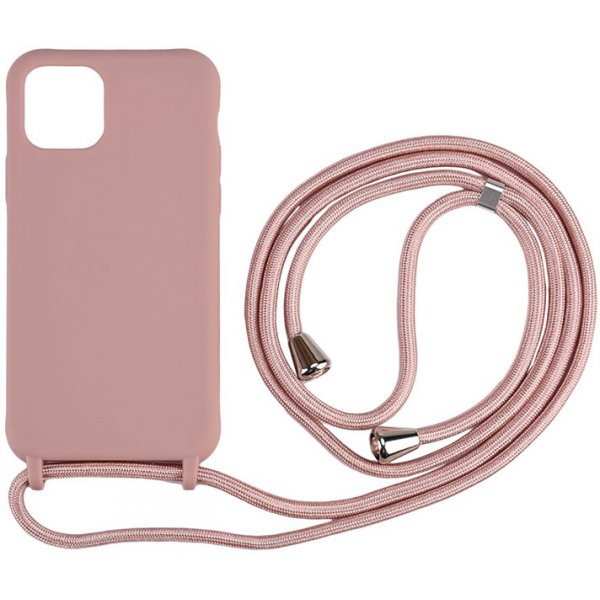 Pouzdro a kryt na mobilní telefon Pouzdro AppleMix Apple iPhone 11 + barevná šňůrka - gumové - růžové