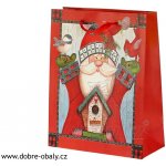 Vánoční dárková taška M - Santa s ptáčky – Zboží Dáma