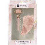 Standelli professional Natural rose quartz Dárková sada masážního válečku a GUA SHA kamene – Zboží Mobilmania