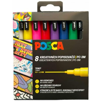 Uni Posca PC-3M 8 barev základní barvy – Zboží Živě