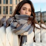 B-Top dlouhá jemná šála v modrých a hnědých odstínech – Zboží Dáma