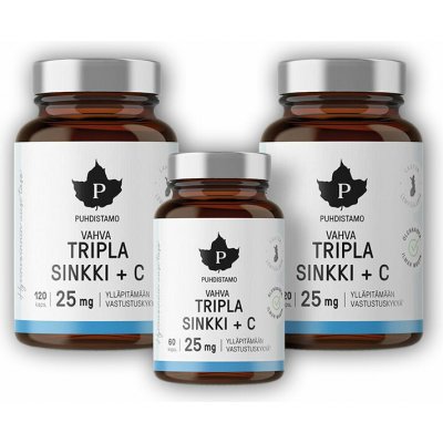 Puhdistamo Triple Zinc 25mg + Vitamin C 2 x 120 kapslí + 60 kapslí – Hledejceny.cz