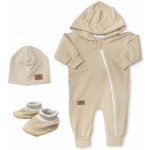 Kojenecký teplákový overal čepička capáčky Brumlík káva – Zboží Dáma