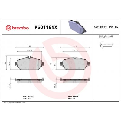 BREMBO Sada brzdových destiček XTRA LINE - Ceramic BRE P50118NX – Hledejceny.cz