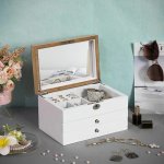 Vasagle šperkovnice s dřevěným víkem bílá – Zbozi.Blesk.cz