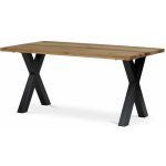 Autronic DS-X160 DUB Stůl jídelní, 160x90x75 cm, masiv dub, kovové podnoží ve tvaru písmene "X" , černý lak – Zboží Dáma