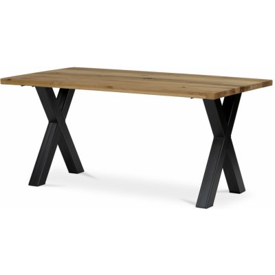 Autronic DS-X160 DUB Stůl jídelní, 160x90x75 cm, masiv dub, kovové podnoží ve tvaru písmene "X" , černý lak – Zboží Dáma