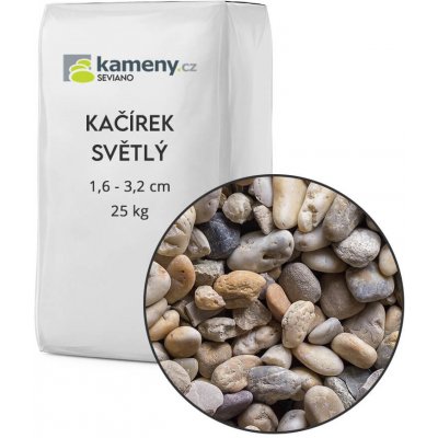 Kameny.cz Okrasné kameny - Kačírek světlý Vyberte si velikost: 1,6 - 3,2 cm, Vyberte si balení: 25 kg – Zboží Dáma