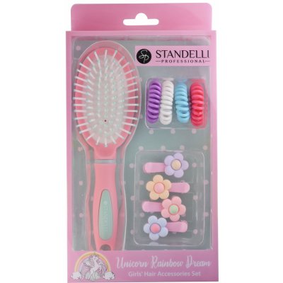 Standelli professional Dívčí set kartáče, sponek a gumiček do vlasů Unicorn rainbow dream 9 ks – Zbozi.Blesk.cz