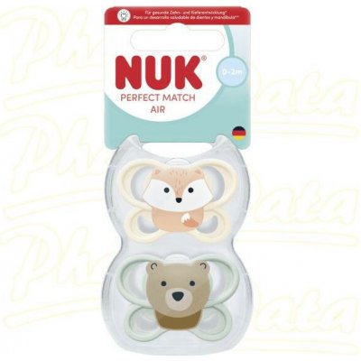 NUK Perfect Match AIR dudlík FOX/BEAR 0-2m 2ks – Sleviste.cz