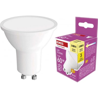Emos LED žárovka Classic MR16 GU10 7 W 60 W 806 lm teplá bílá – Zbozi.Blesk.cz