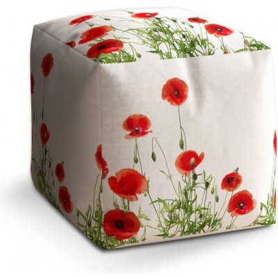 Sablio Taburet Cube Vlčí máky: 40x40x40 cm – Sleviste.cz