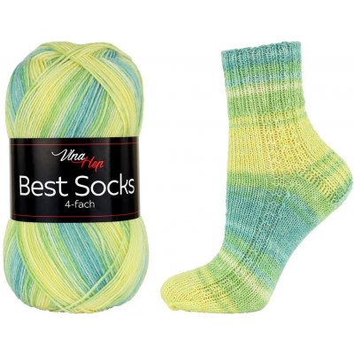 Vlna-Hep Best Socks 4-fach 7344 žlutá-zelená-mint