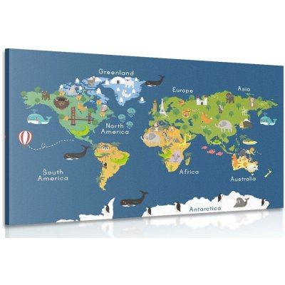 Obraz mapa světa pro děti - 150x100 – Zbozi.Blesk.cz