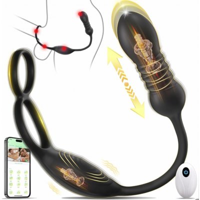SuperLove Thrusting Prostate Massager & Vibrating Cock Ring with Remote & App Black – Zbozi.Blesk.cz