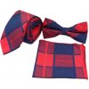 Kravata Check set kravata motýlek a kapesník modro-červený