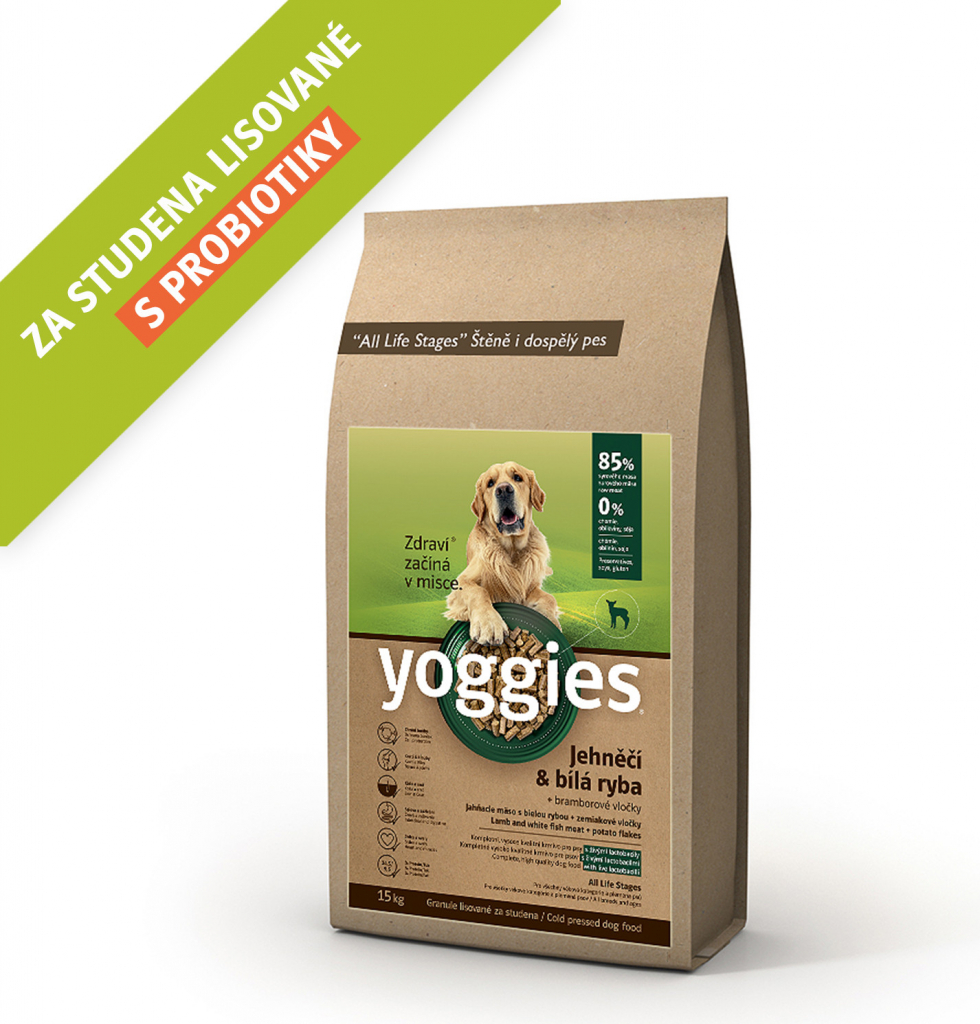 Yoggies granule lisované za studena s probiotiky Jehněčí maso & bílá ryba 1,2 kg