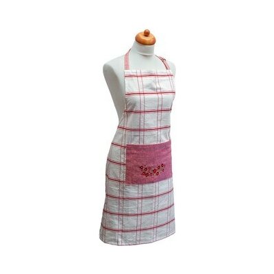 Arome Home Kuchyňská zástěra Červené káro výšivka Máky – Sleviste.cz