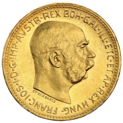 Münze Österreich zlatá mince 20 koruna Františka Josefa I. 1915 novoražba 6,77 g – Zboží Dáma