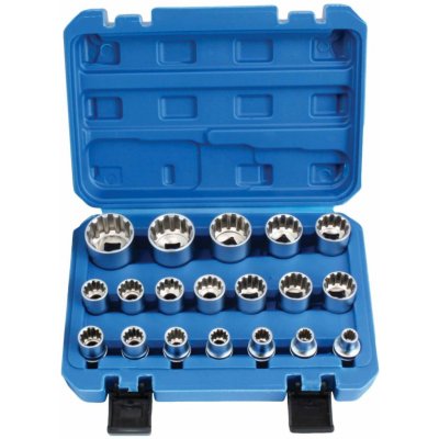 Nástrčné hlavice multiprofilové Gear Lock 1/2" 12hranné, sada 19 ks - SATRA S-19GL12 S-19GL12 – Sleviste.cz