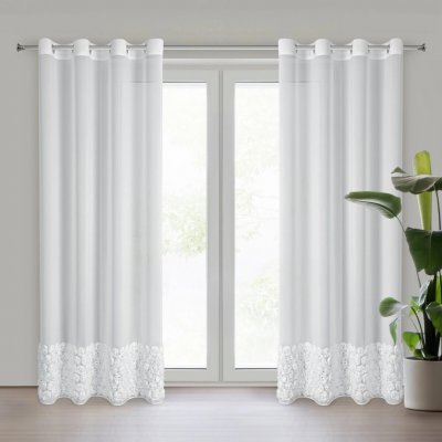 Eva Minge ZÁCLONA NA KROUŽCÍCH EVA MINGE ROSES7 140X250 CM BÍLÁ – Hledejceny.cz