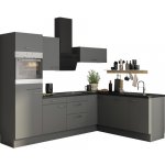 Optifit se spotřebiči Mats825 Rohová kuchyňská linka 270 cm barva čela čedičová šedá matná barva korpusu šedá – Zboží Dáma
