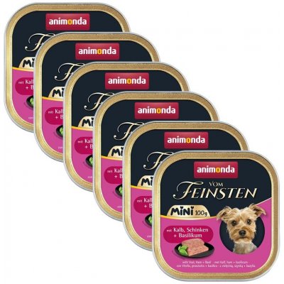 Animonda Vom Feinsten Adult Mini telecí šunka a bazalka 6 x 100 g – Sleviste.cz