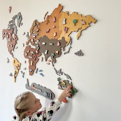 Kreativní dřevěná mapa světa pro děti s motivy na přání – Zbozi.Blesk.cz