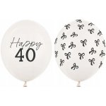 PartyDeco Balónky „40. narozeniny – mašličky“ bílé, 12" – Zboží Dáma