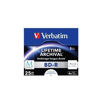 Verbatim BD-R 25GB 4x, M-Disc, Single layer, printable, jewel, 5ks (43823)