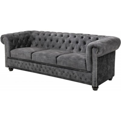 Interior DE Chesterfield 3M 205 cm šedá samet POH41215 – Hledejceny.cz