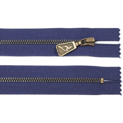 WICO Kovový zip no.3 nerozepínací 20cm tmavě modrý (staromosazné zoubky) ozdobný jezdec – Hledejceny.cz