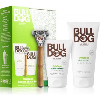 Bulldog Expert Original Moisturizer hydratační krém na obličej pro muže 100 ml + Original Shave Gel gel na holení 175 ml + holicí strojek dárková sada