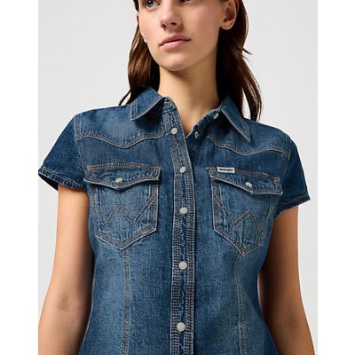 Wrangler SHRUNKEN SHIRT CRAZY INDIGO – Zboží Mobilmania