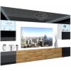Obývací stěna Belini Premium Full Version černý lesk dub wotan LED osvětlení Nexum 16