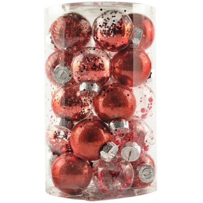 DECOLED Sada 25 vánočních ozdob prům. 6 cm červená – Hledejceny.cz