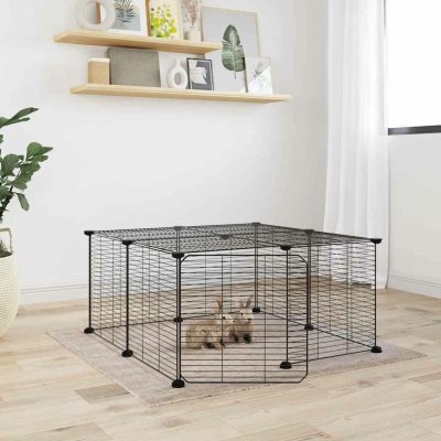 vidaXL 12panelová ohrádka pro zvířata s dvířky černá 35 x 35 cm ocel 9799.3114054 – Sleviste.cz