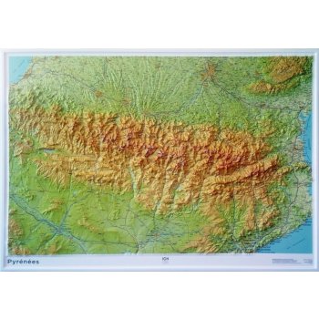 IGN Pyreneje - plastická mapa 80 x 113 cm